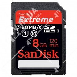 Карта памяти SDHC (UHS-1) SanDisk Exstreme 8GB class 10 (80Mb/s,533X) (SDSDXS-008G-X46)