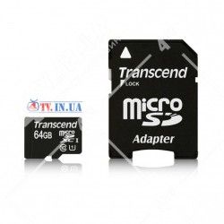 Карта памяти microSDHC UHS-I Transcend Premium 64GB class 10 adapter SD