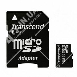 Карта памяти microSDHC Transcend 16GB class 10 adapter SD (TS16GUSDHC10)