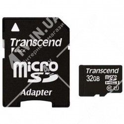 Карта памяти microSDHC UHS-I Transcend 32GB class 10 adapter SD (TS32GUSDU1)