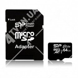 Карта памятиmicroSDXC (UHS-1) 64GB SiliconPower Elite class 10 adapter SD (SP064GBSTXBU1V10-SP)