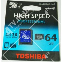 Карта памяти 64GB microSDXC UHS-I Toshiba class 10 adapter SD (SD-C064UHS1)