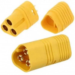 Разъём питания MT60 3-х контактный комплект (штекер + гнездо) жёлтый