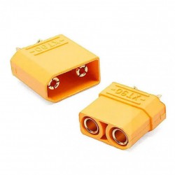 Разъём питания XT90 500В 90А 2-х контактный комплект (штекер + гнездо) жёлтый