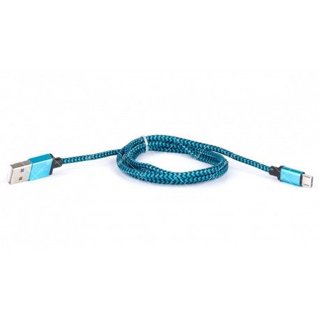 Кабель USB 2.0 AM to Micro USB 5pin синий тканевая оплетка 1.0 метр  - 1