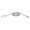 Кабель USB 2.0 AM to Micro USB 5pin серый тканевая оплетка 1.0 метр