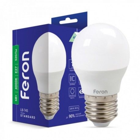 Лампочка cветодиодная Feron LB-745 6W E27 4000K  - 1
