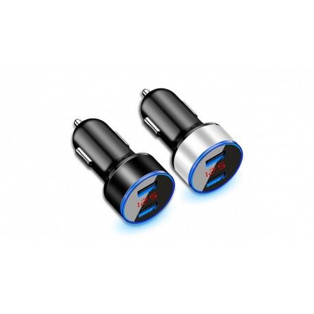 АЗУ 5V 3.1A Metal Dual USB Car Charger LED Display  - 1