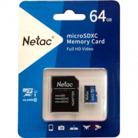 Карта памяти microSDXC Netac P500 64GB class 10 + adapter  - 1