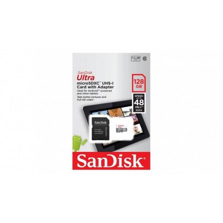 Карта памяти microSDXC SanDisk 128GB Ultra Adapter (SDSQUNS-128G-GN6TA)  - 1