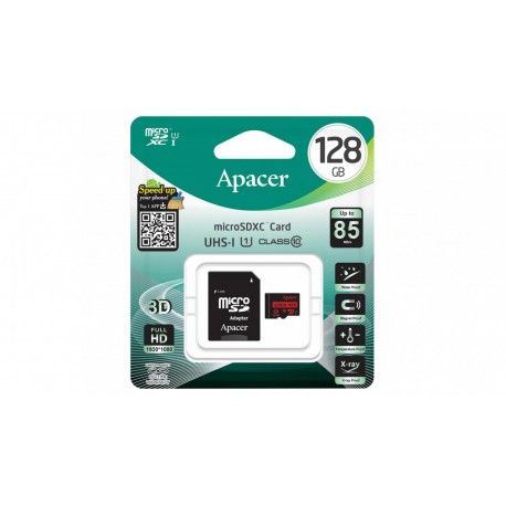 Карта памяти microSDXC Apacer 128GB class 10 adapter (AP128GMCSX10U5-R)  - 1
