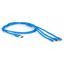 Кабель 3в1 USB 2.0 AM - Micro-B/iPhone Lightning/Type-C 1.0 метр blue