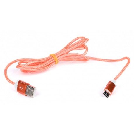 Кабель USB 2.0 AM Type-C SERTEC оранжевый тканевая оплетка 1.0 метр  - 1