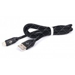 Кабель USB 2.0 AM - Lightning SERTEC черный тканевая оплетка 1.0 метр