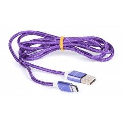 Кабель USB 2.0 AM Type-C SERTEC фиолетовый тканевая оплетка 1.0 метр