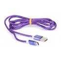 Кабель USB 2.0 AM Type-C SERTEC фиолетовый тканевая оплетка 1.0 метр