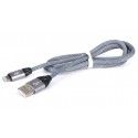 Кабель USB 2.0 AM - Lightning SERTEC серый тканевая оплетка 1.0 метр
