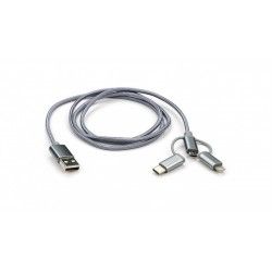Кабель USB 2.0 AM - Lightning + Micro USB + Type-C Vinga серый 1.0 метр