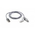 Кабель USB 2.0 AM - Lightning + Micro USB + Type-C Vinga серый 1.0 метр