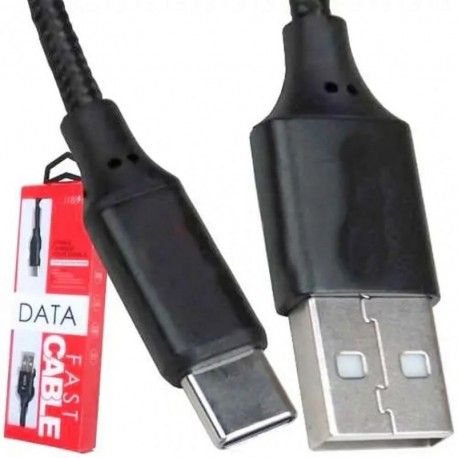 Кабель USB 2.0 AM Type-C сетка черный 1 метр  - 1