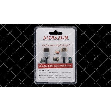 Кабель HDMI-HDMI Ultra Slim v.1.4 Ø4.2 2 метра блистер  - 1