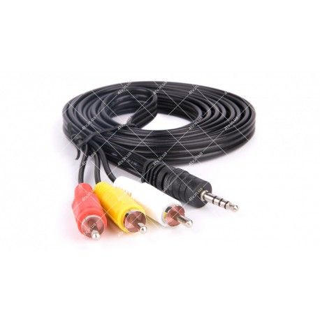 Кабель 3RCA - Jack 3.5мм ATcom 18мм черный 1.8 метра 17320  - 1