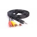 Кабель 3RCA - Jack 3.5мм ATcom 18мм чорний 1.8 метра 17320