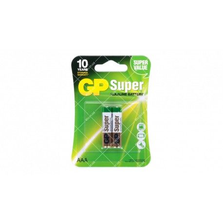 Батарейка GP Super Alkaline 1.5V AAA LR3 GP24A 2шт блистер  - 1