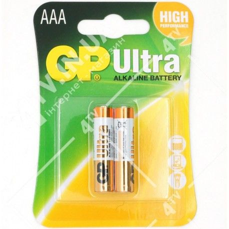 Батарейка GP Ultra Alkaline 1.5V AAA 2 шт блистер  - 1