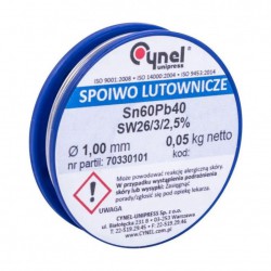 Припой оловянно-свинцовый с флюсом Cynel Sn60Pb40-SW26 1мм 50 грамм