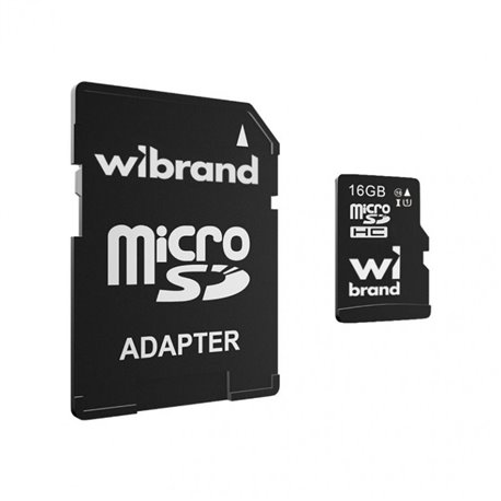 Карта памяти microSDHC Wibrand 16GB UHS-1 (WICDHU1/16GB-A) + SD-adapter