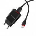 Адаптер мережевий BOROFONE BA20A + single port charger set (Lightning) Black