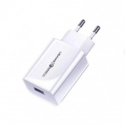 Адаптер мережевий Usams US-CC083 T22 Single USB +QC3.0 White (CC83TC01)