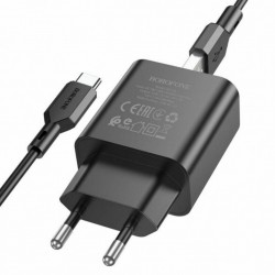 Адаптер мережевий BOROFONE BA72A + single port QC3.0 charger set(Type-C) Black