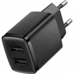 Адаптер мережевий Baseus Compact Charger 2U 10.5W Black 2 порти