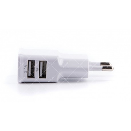 Адаптер мережевий 220В 5V 2.1A/1.0A USB 2 порти