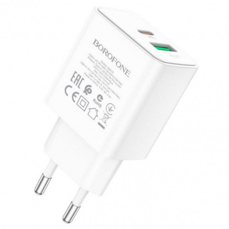 Блок живлення BOROFONE BA67A PD20W+QC3.0 CHARGER WHITE