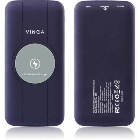 Power Bank Vinga 10000mAh Wireless soft touch purple