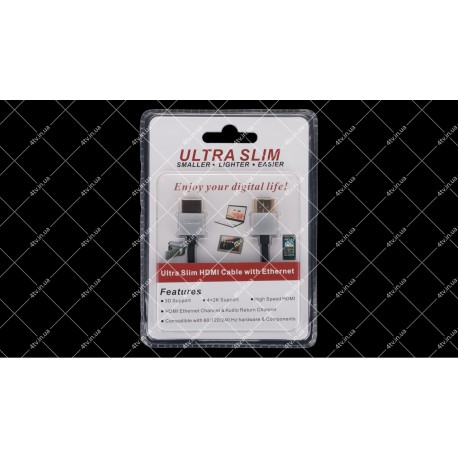 Кабель HDMI-HDMI Ultra Slim v.1.4 Ø4.2 2 метри блістер