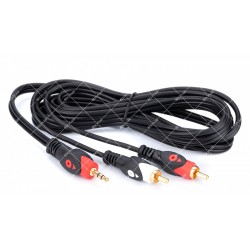 Кабель 2RCA-3.5мм Jack Audio Tcom gold, Ø4х8мм, 3м, чорний