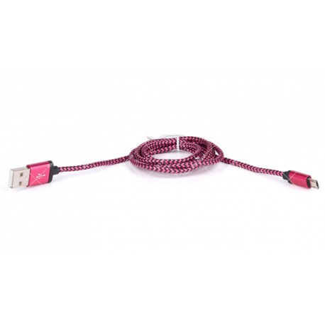 Кабель USB 2.0 AM to Micro USB 5pin рожевий тканинна оплетка 1.0 метр