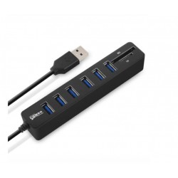 Хаб USB 2.0/3.1 Combo 6-ти портовий живлення від USB з картридером блістер