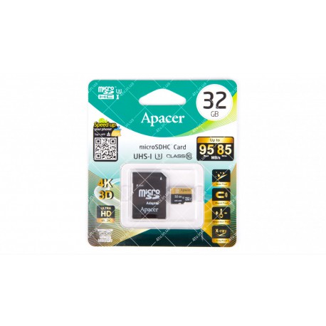 Карта пам'яті microSDHC Apacer 32GB UHS-I (95/85) U3 (AP32GMCSH10U4-R)