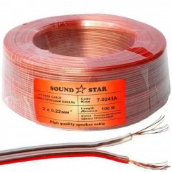 Кабель акустичний Sound Star 2x0.22 Cu прозоро-червоний 100 метрів