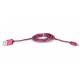 Кабель USB 2.0 AM to Micro USB 5pin рожевий тканинна оплетка 1.0 метр