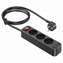 Фільтр мережевий HOCO NS2 3-position extension cord socket 3 розетки 3 usb 1.8 метра чорний