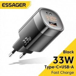 Адаптер сетевой Essager 33W JT-P18 USB-C+USB-A с дисплеем  - 1
